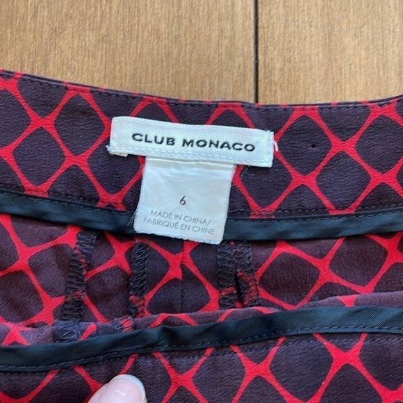 Club Monaco black and red silk Dress Shorts with pockets, office, size 6 - Picture 6 of 9